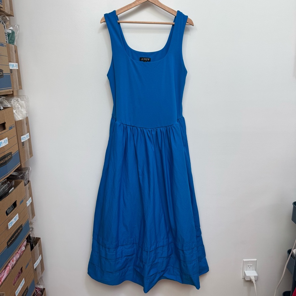 J. Crew Drop Waist Mixy Maxi Dress Women Large Tall Cotton Poplin Preppy Party - Picture 2 of 13